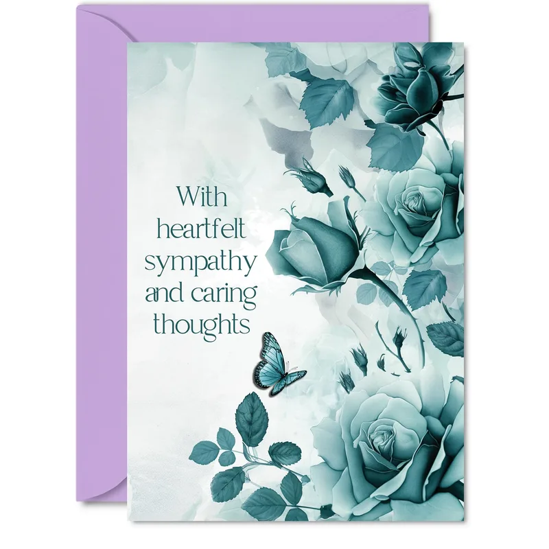 Teal Rose Blossoms Sympathy Card: A Gentle Tribute to Lost Loved Ones