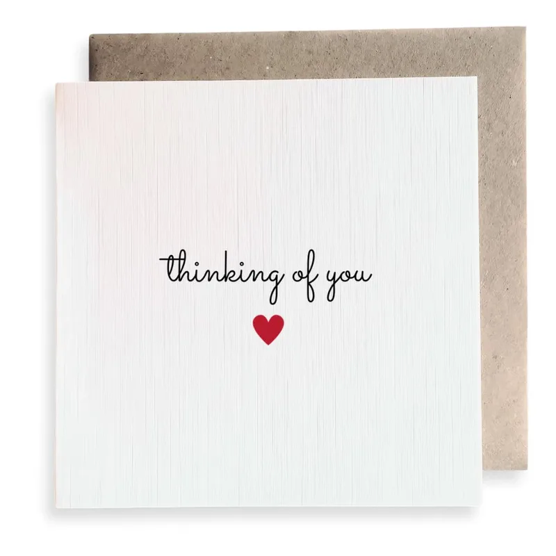 White Red Heart Thinking of You Card for Sympathy and Support