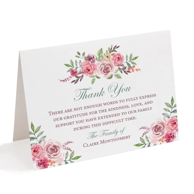 Floral Border Fold Thank You Card for Sympathy Expressions