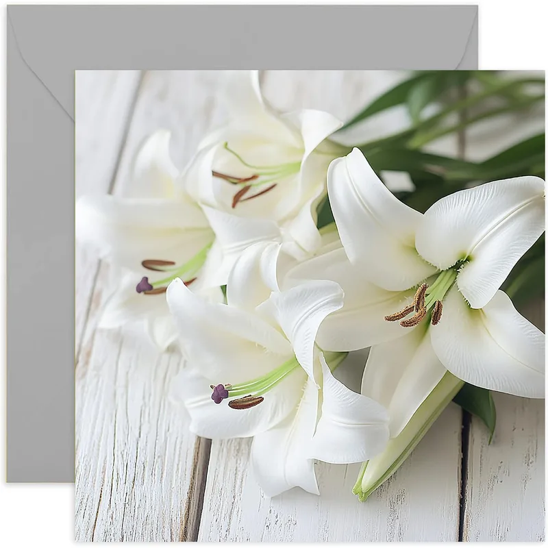 White Lilies Photo Card: Sympathy Greeting Card