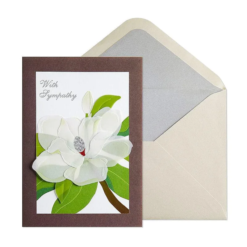 Magnolia Vellum Brown Sympathy Card: A Gentle Floral Tribute