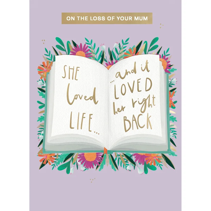 Book Floral Border Sympathy Card – Greeting Card in natural