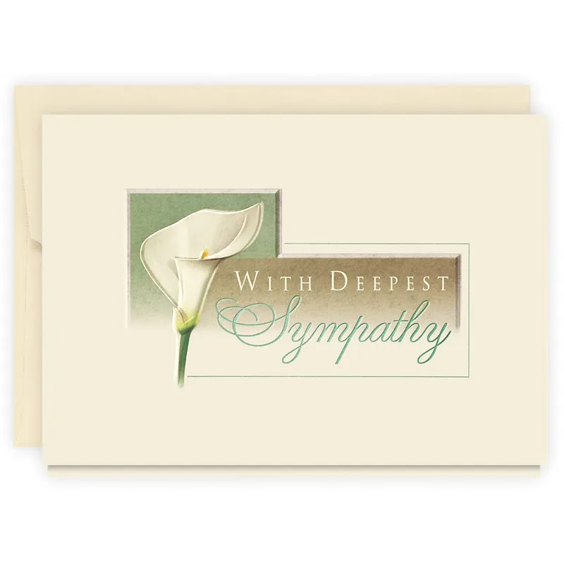 Calla Lily Gold Sympathy Card for Sending Comfort