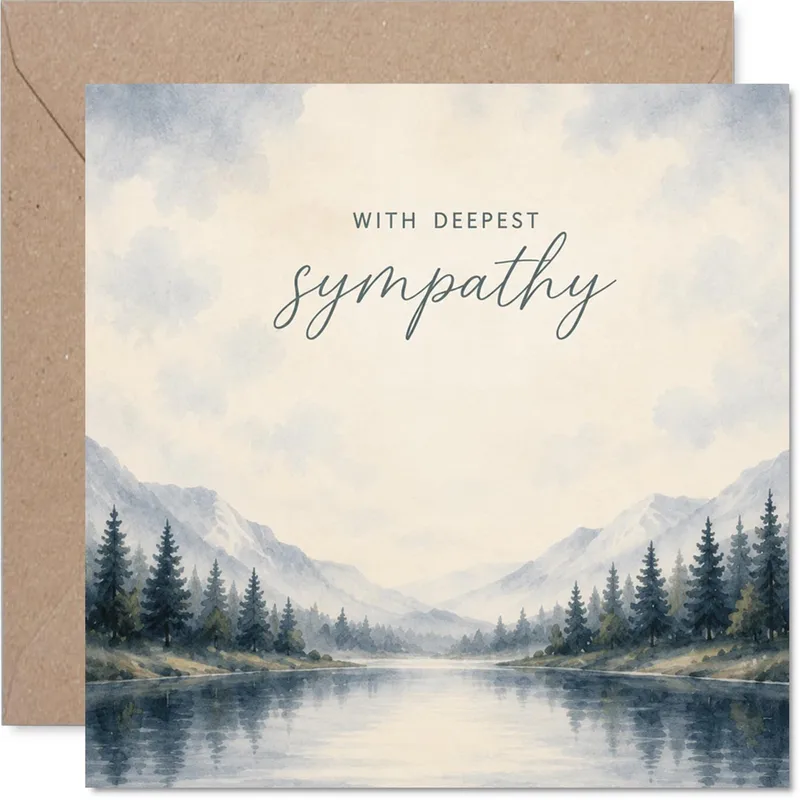 Mountain Lake Forest Sympathy Card for Quiet Grief