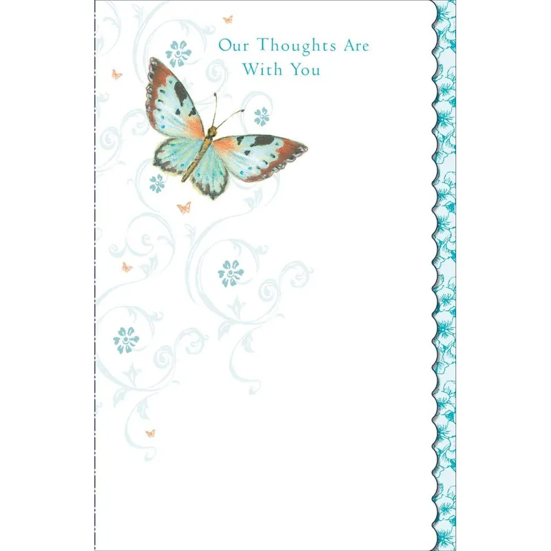 Butterfly Blue Scroll Sympathy Card Offers Gentle Comfort
