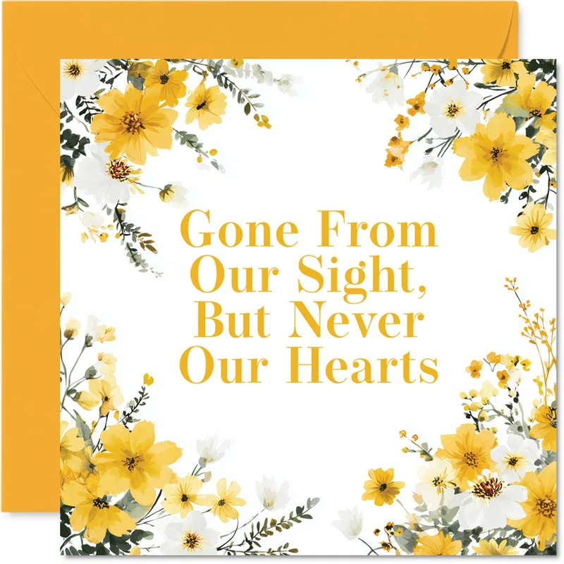 Yellow Floral Border Sympathy Card for Gentle Comfort