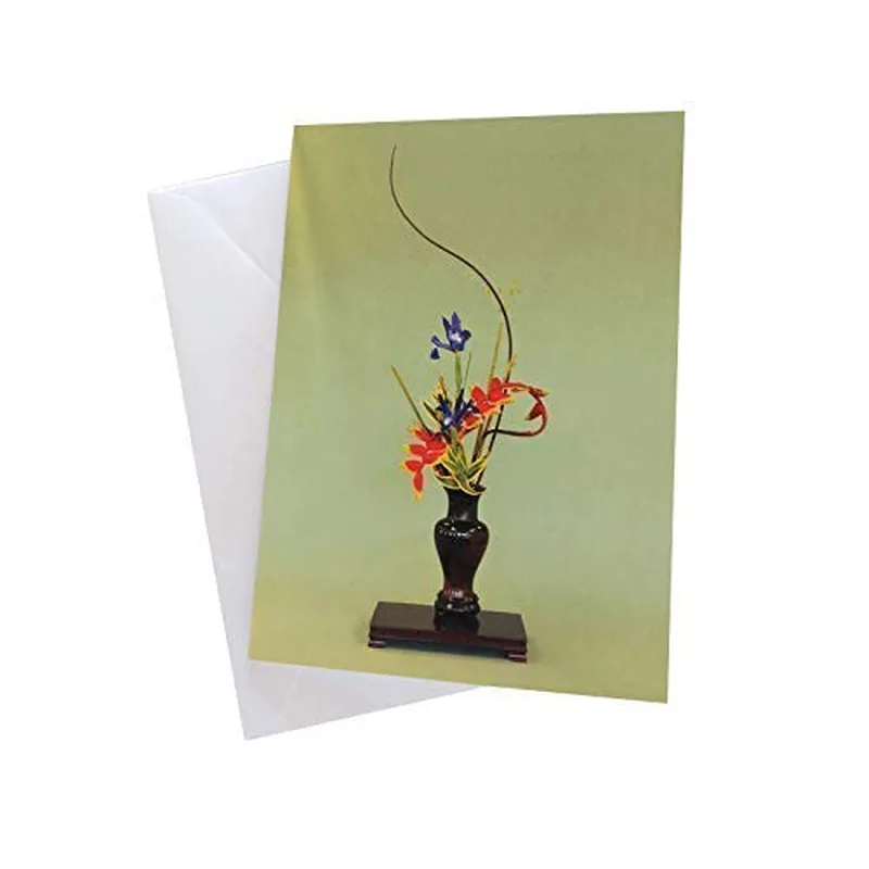 Ikebana Vase Flowers Green Card for Sympathy and Comfort