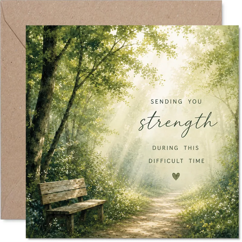 Forest Path Bench Encouragement Card for Sympathy and Comfort