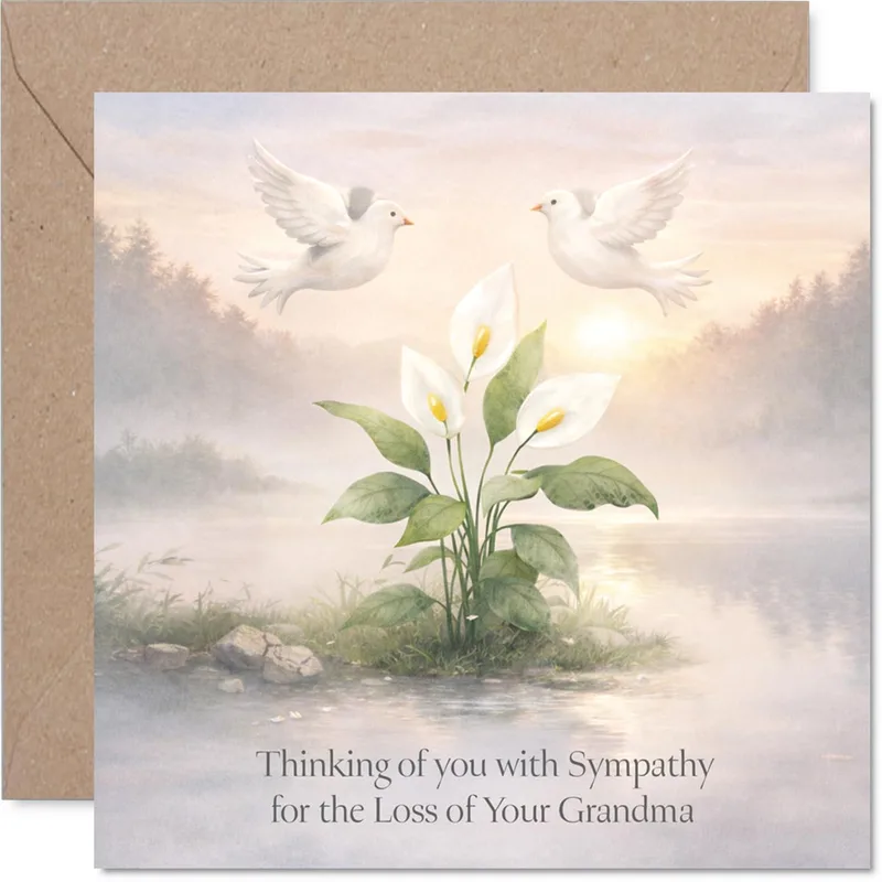 Calla Lily Lake Sympathy Card for a Grandmother's Passing