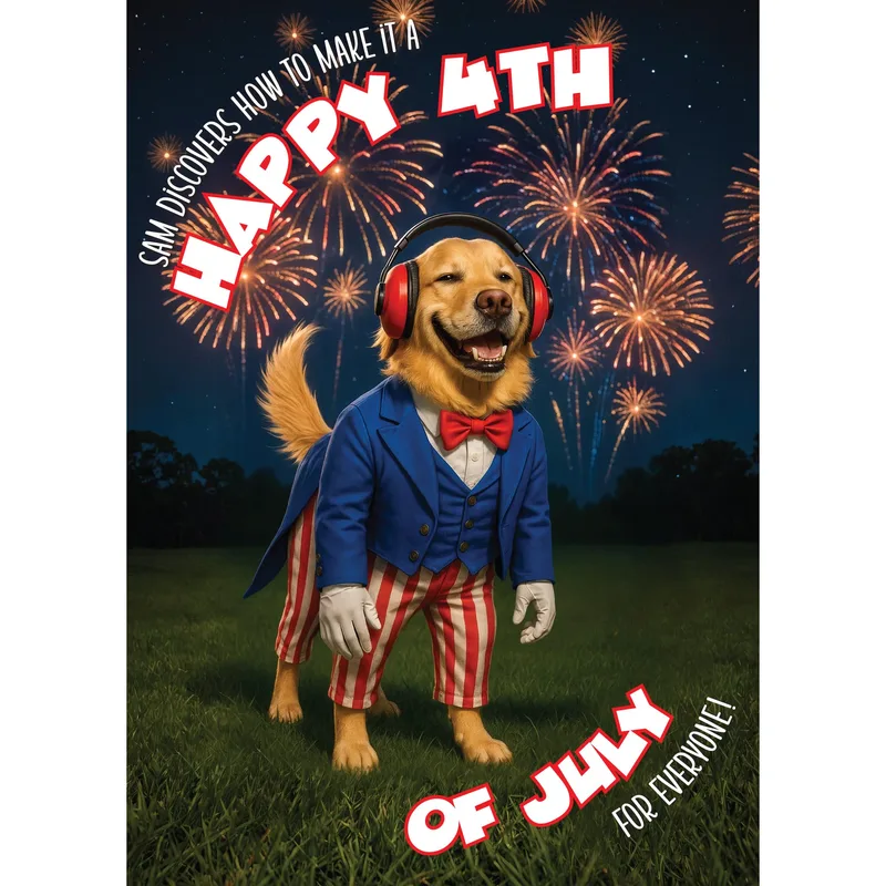 Dog Patriotic Suit Fireworks Card for Sam's Happy 4th of July