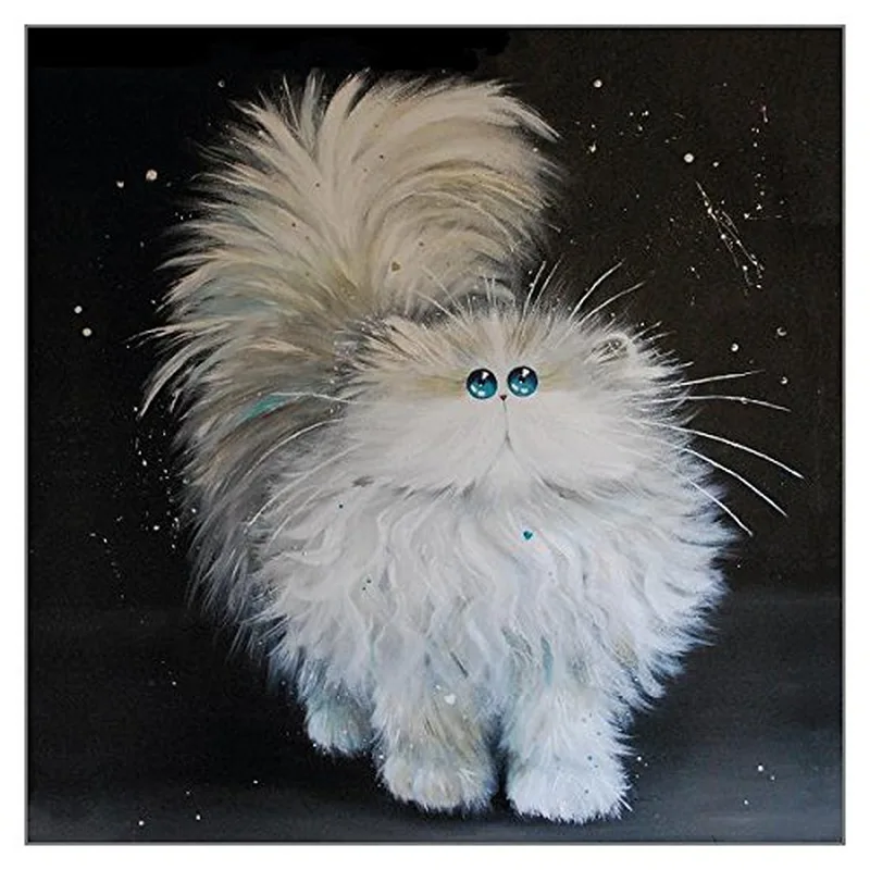 Fluffy White Longhair Cat Card for Pet Sympathy