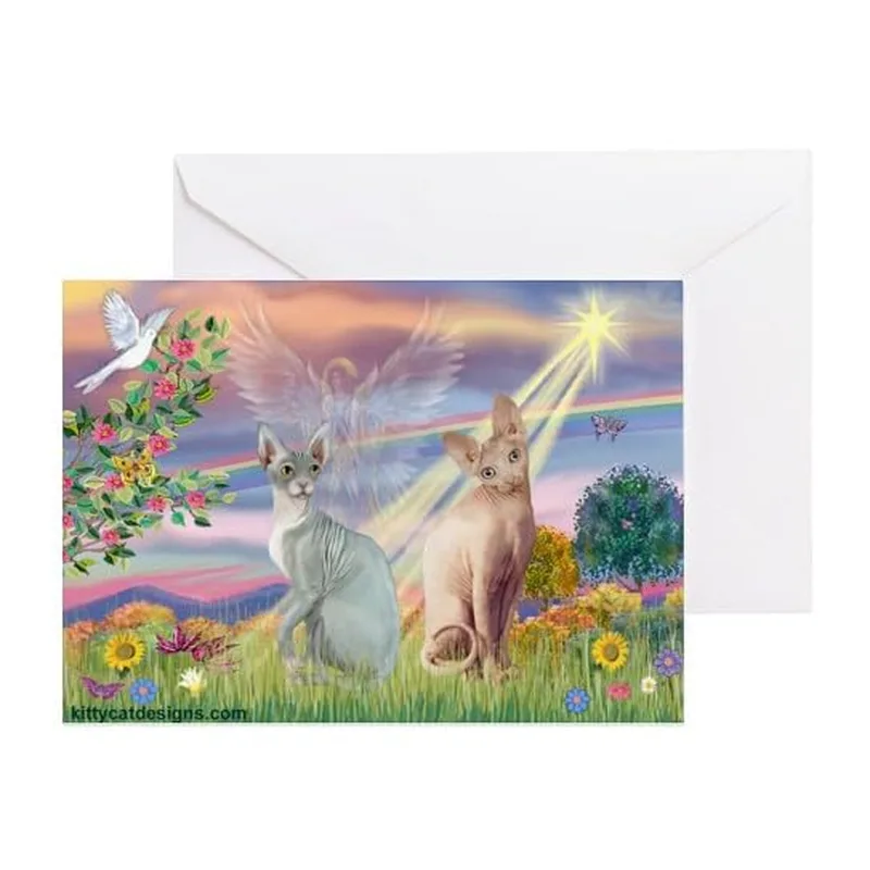 Sphynx Cats Rainbow Sky Card: A Gentle Pet Sympathy Message