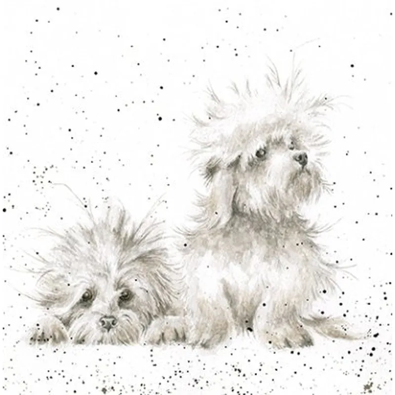 Two Dogs Pencil Sketch Card for Pet Loss and Sympathy