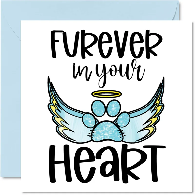 Wings Black Lettering Pet Sympathy Card for Lost Companion