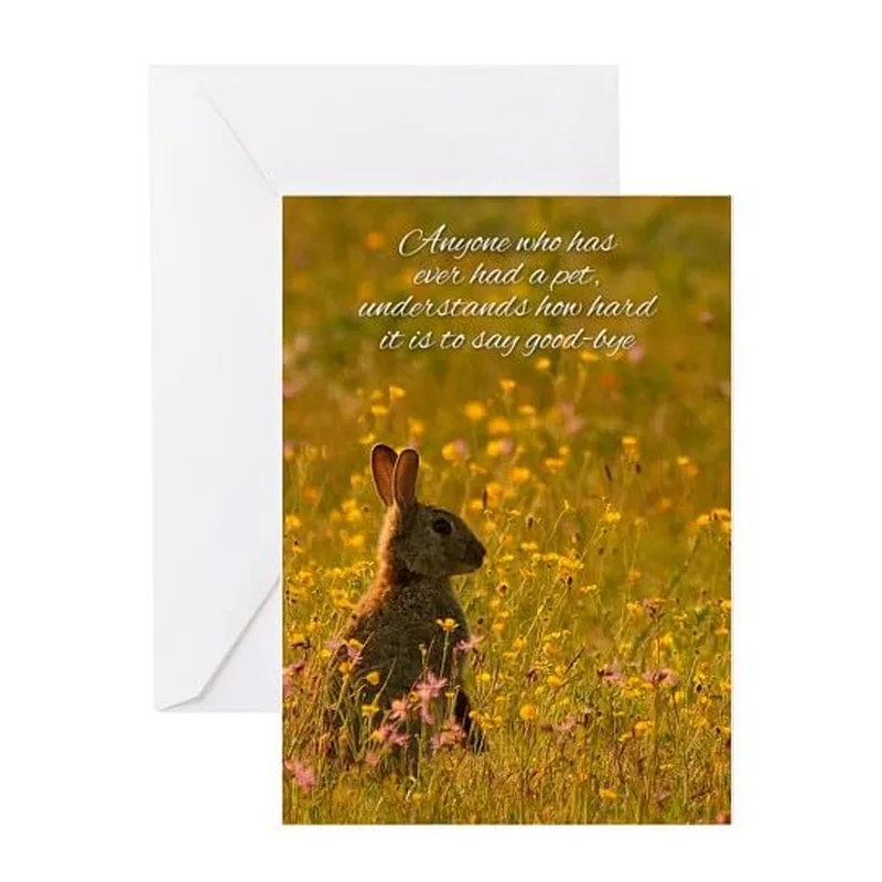 Rabbit Golden Meadow Pet Sympathy Card for Losing a Beloved Bunny