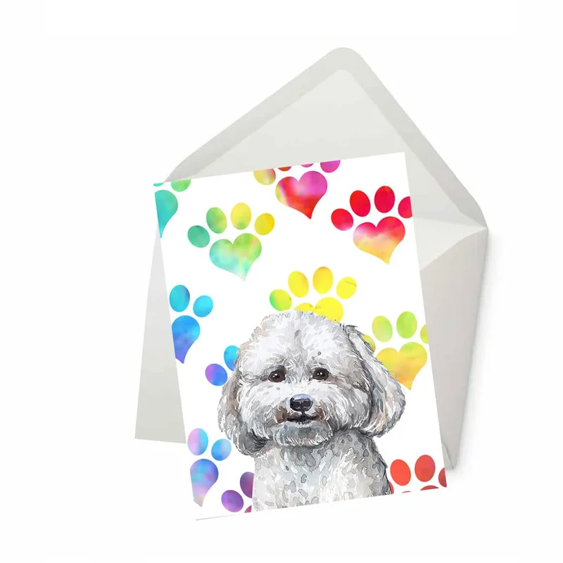White Maltese with Paw Card for Pet Loss Sympathy