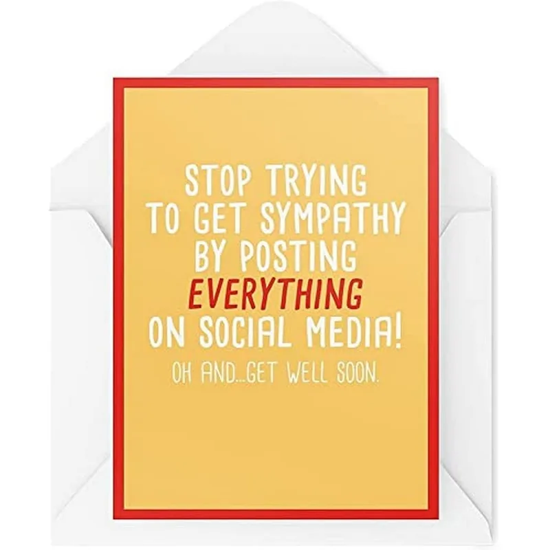 Card Red Border Get Well Card for the Friend Who Overshares Online