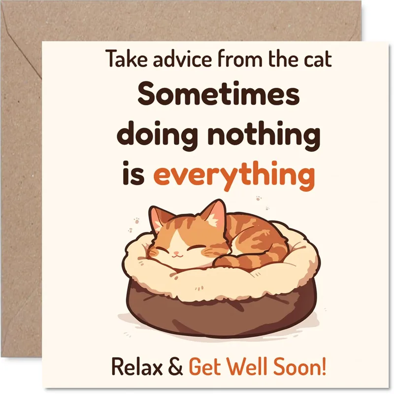 Cat Sleeping Bed Get Well Card for Resting Felines
