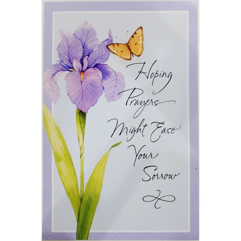 Purple Iris Butterfly Sympathy Card for Grieving Friends