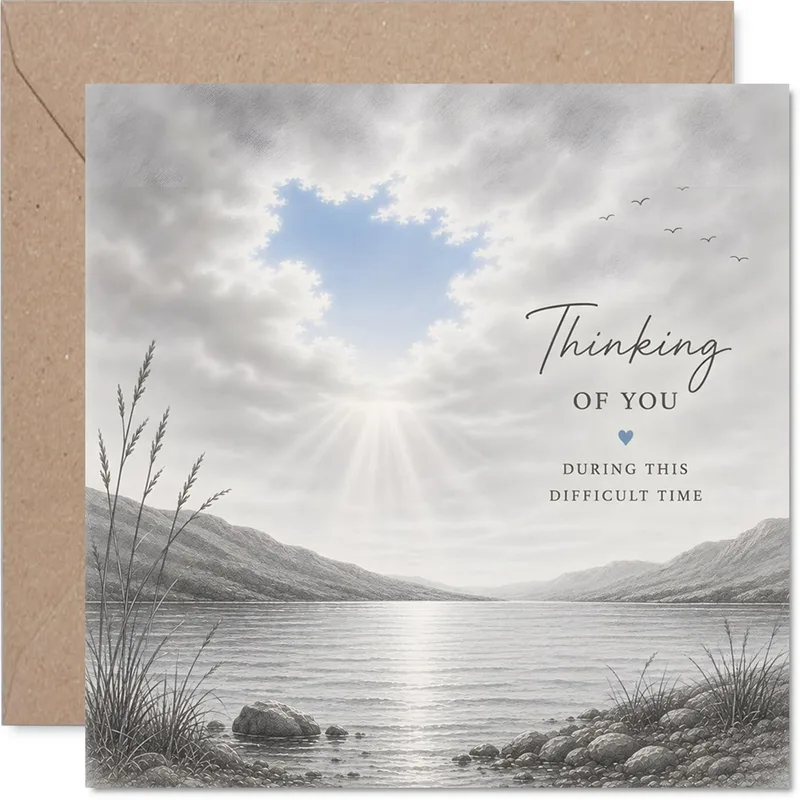 Lake Landscape Clouds Thinking of You Card – Greeting Card in natural
