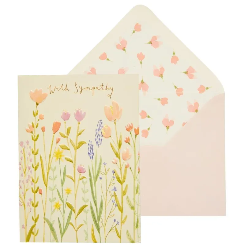 Spring Wildflowers Field Sympathy Card – Greeting Card in natural