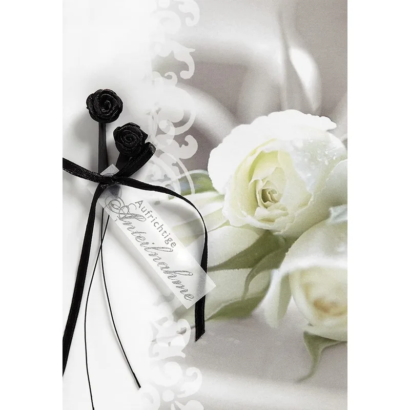 Roses Black Ribbon Sympathy Card for Sending Sincere Condolences