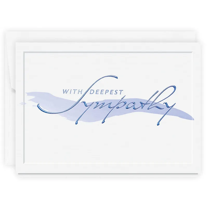 Blue Brushstroke Script Sympathy Card for Gentle Condolences