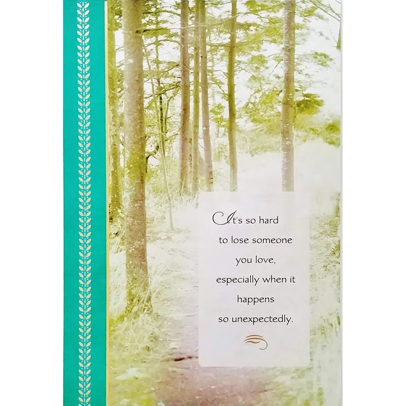 Forest Teal Border Sympathy Card for Unexpected Loss
