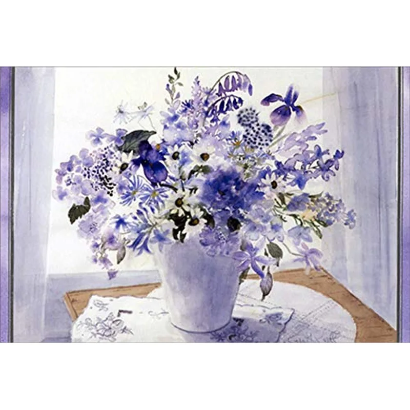 Purple Flowers in Vase Card – Greeting Card in natural