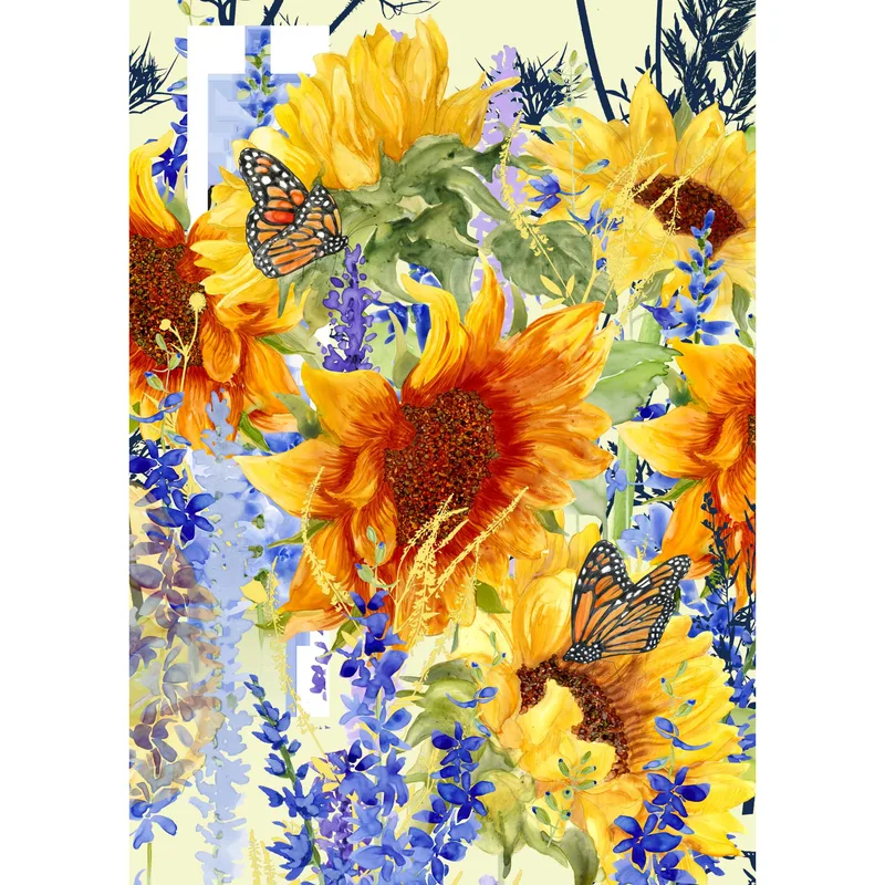 Yellow Sunflowers Butterflies Card features vibrant