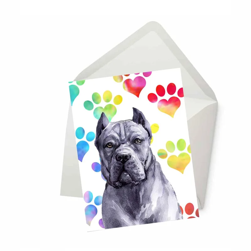 Grey Dog with Paw Card Celebrating a Cane Corso Memory