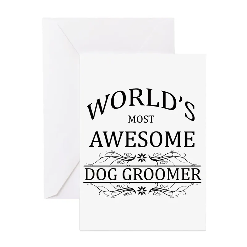 Black Text Dog Groomer Card – Greeting Card in natural