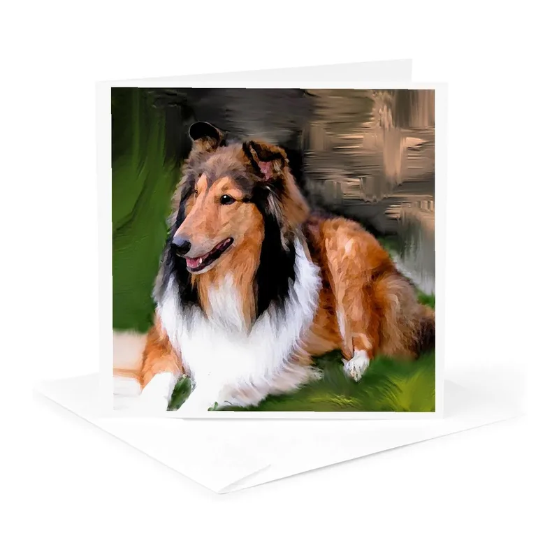 Collie Dog Portrait Card: A Rough Collie Art Print for Pet Lovers