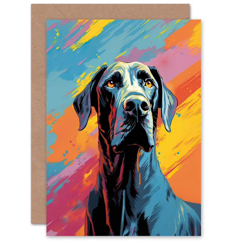 Great Dane Pastel Card: Vibrant Artistic Portrait for Dog Lovers