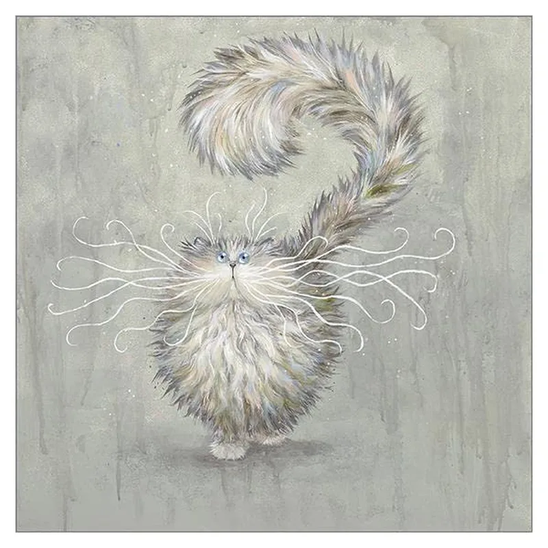 Grey Fluffy Cat Tail Card for Pet Loss Sentiment