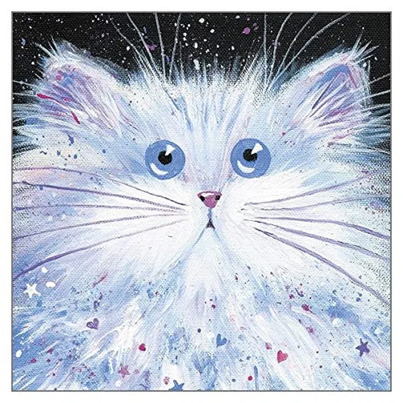 White Cat Blue Eyes Card: A Sympathy Greeting for a Lost Feline Friend