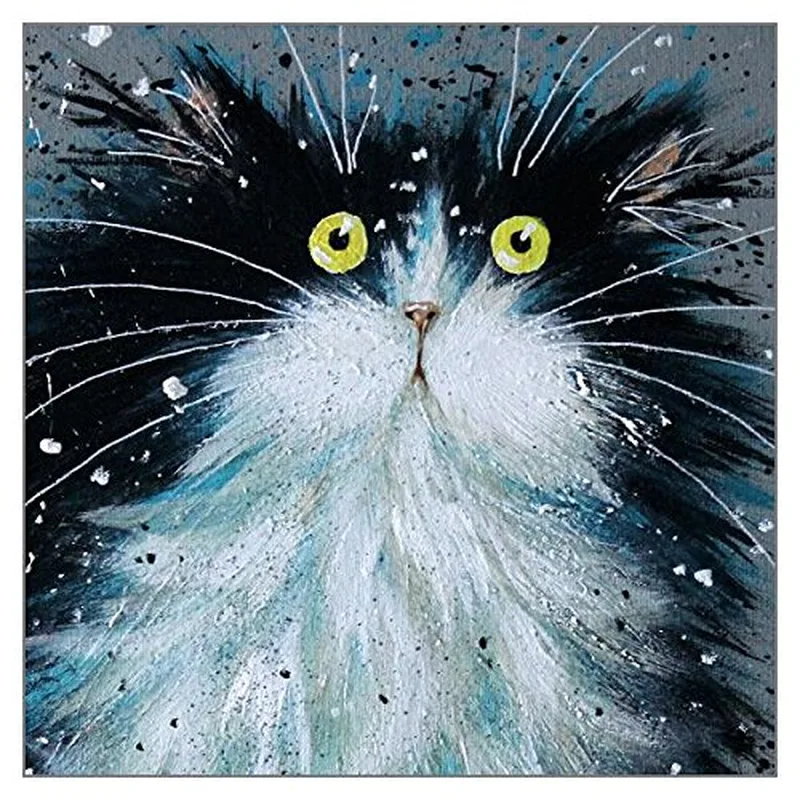 Black White Fluffy Cat Card Expresses Sympathy for a Lost Pet