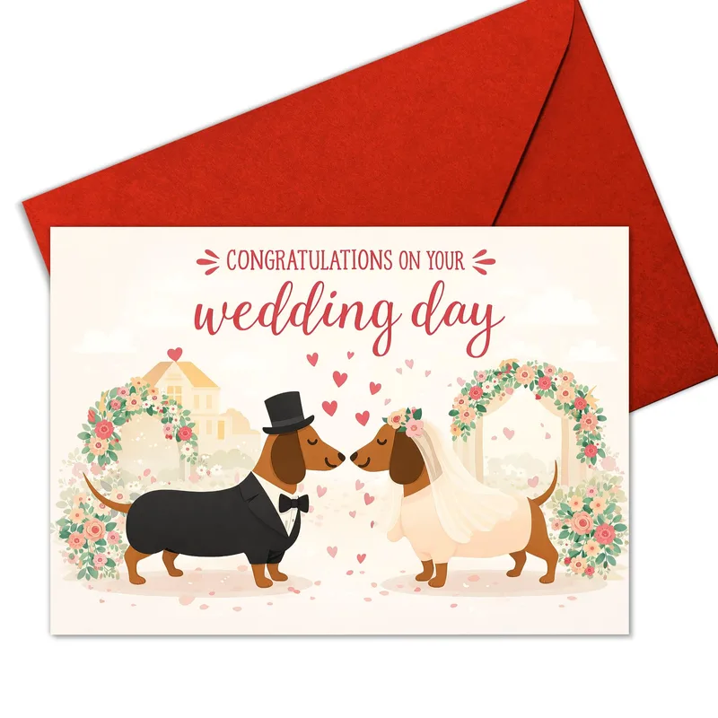 Dachshunds Wedding Couple Card for Dog Lovers Celebrating Marriage