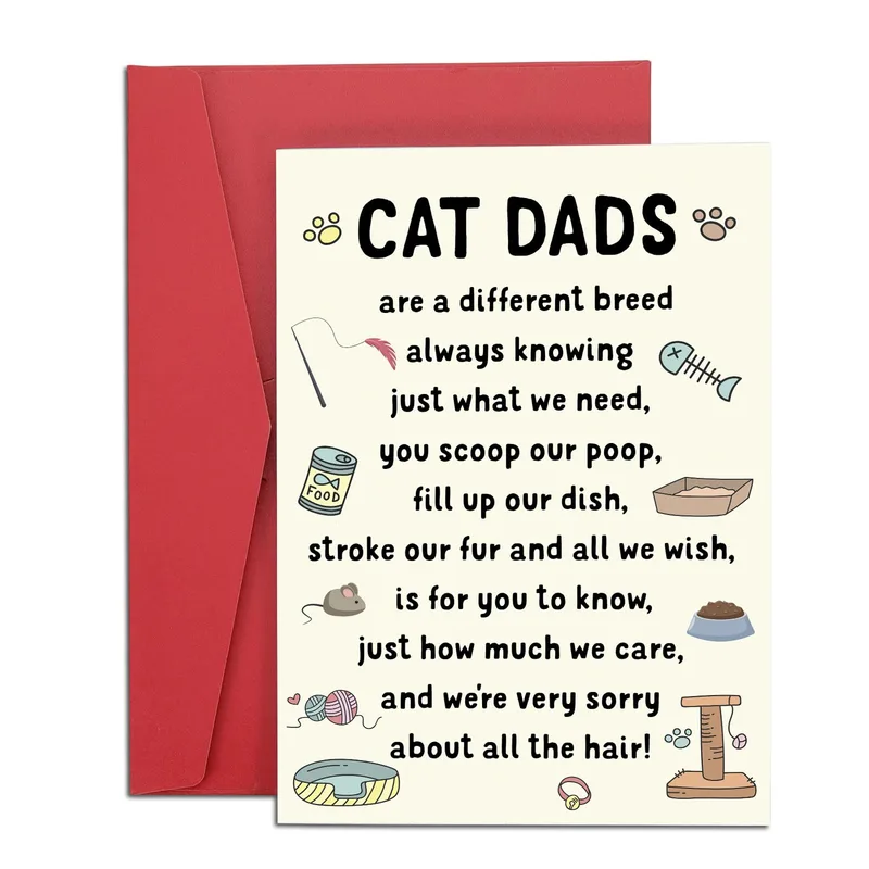 Cream Card Cat Icons Card: A Funny Sentiment for Feline Fathers