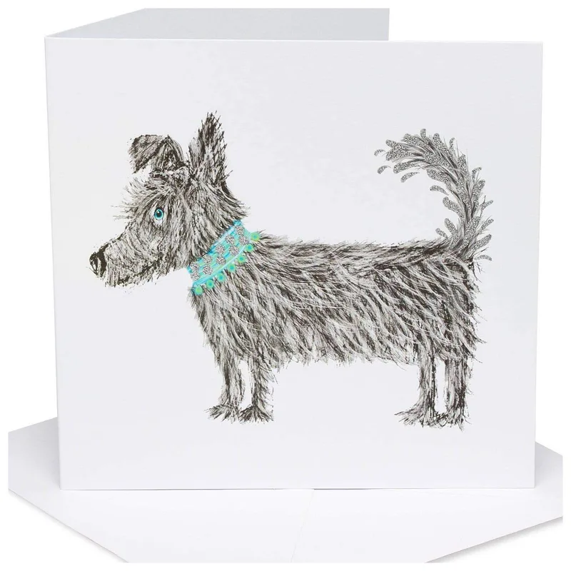 Grey Dog Pencil Sketch Card for Pet Loss Sentiment