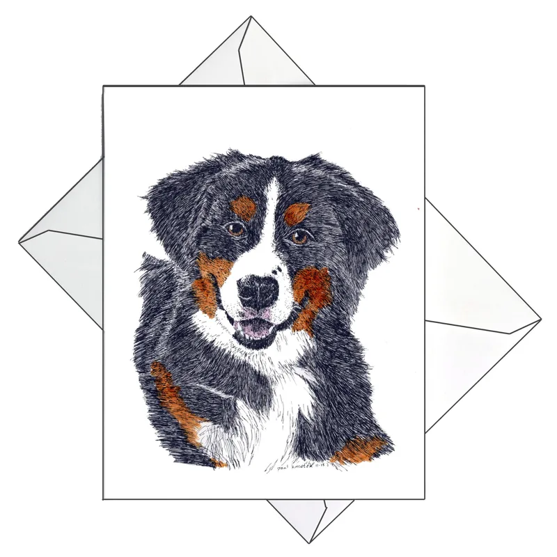 Bernese Mountain Dog Portrait Card: A Gentle Sketch for Pet Loss