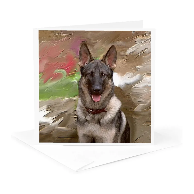 German Shepherd Painting Card: A Textured Artistic Tribute