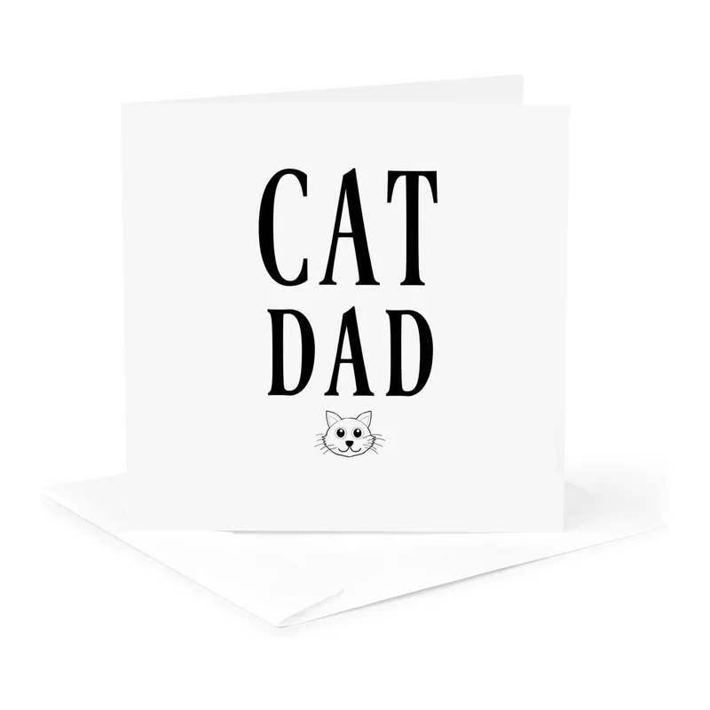 Black Text Cat Icon Card featuring bold CAT DAD typography