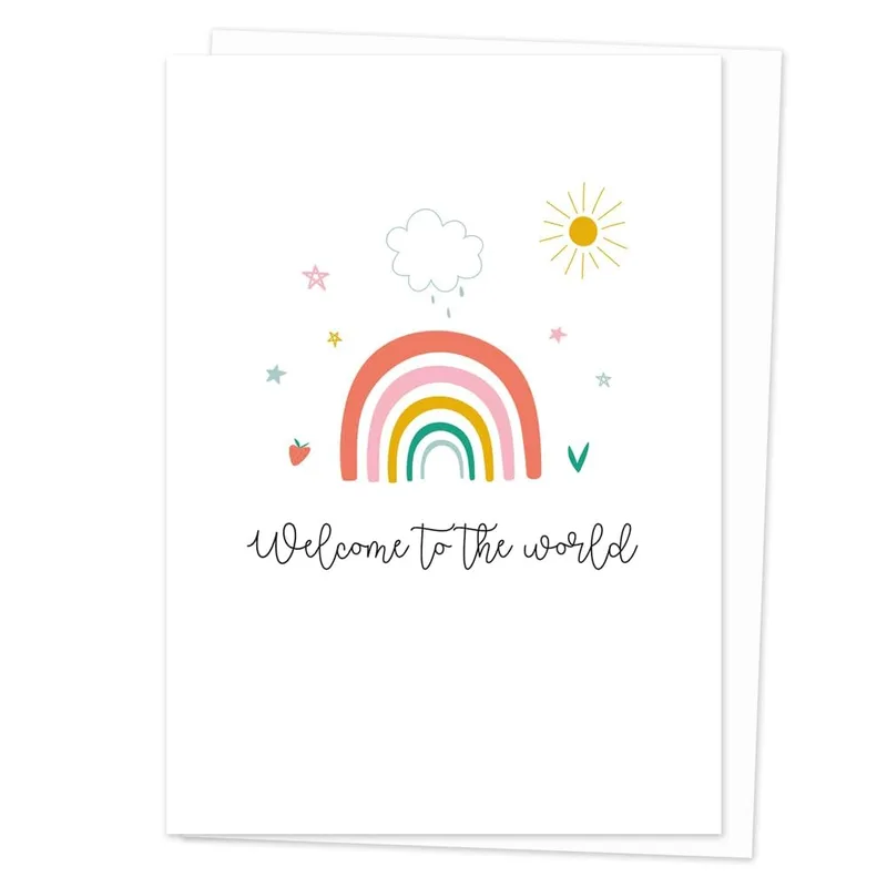 Pink Rainbow Doodle Card: A Sweet New Baby Greeting