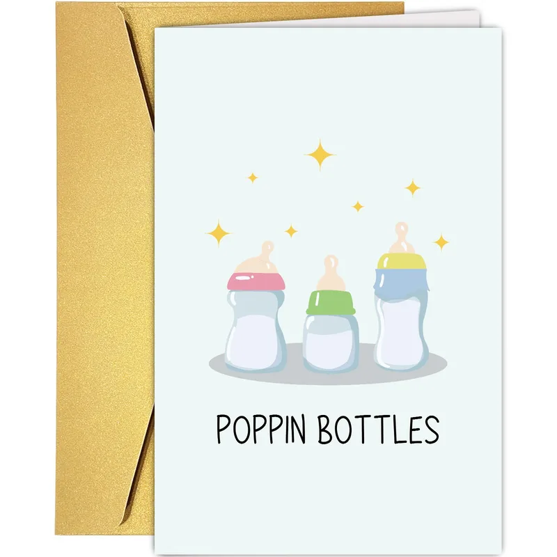 Cartoon Baby Bottles Card for New Parents and Parents to Be