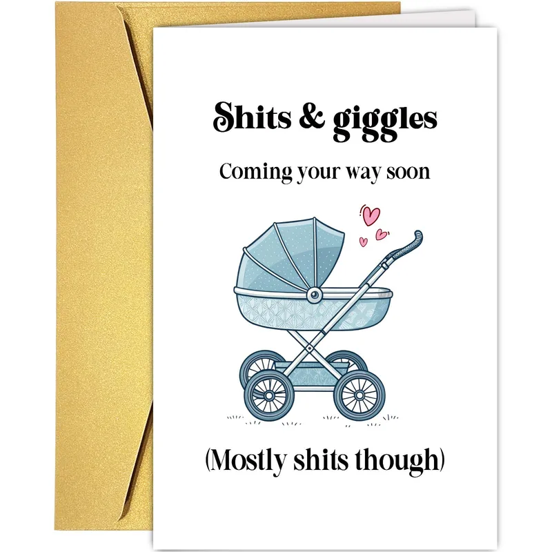 Shits giggles Coming Card: A Blue Stroller New Baby Card