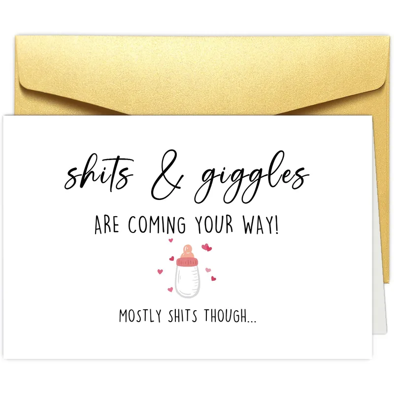 Shits Giggles Are Coming Card for New Parents-to-Be
