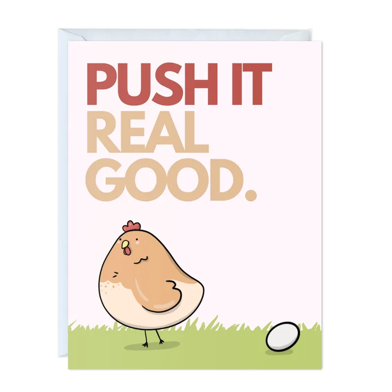 Push It Real Good Card for New Parents-to-Be