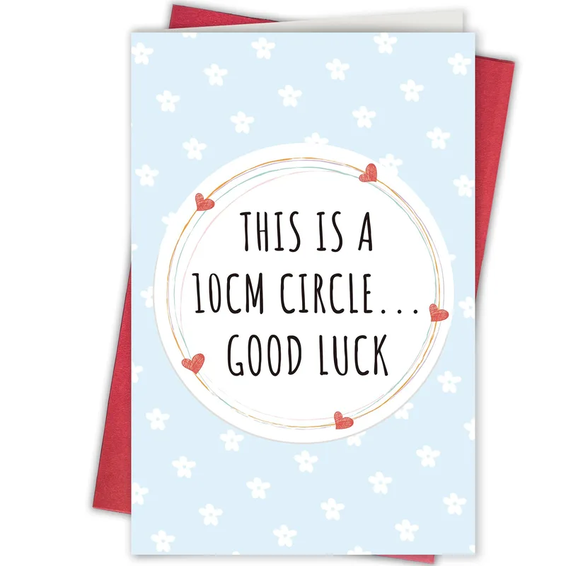 Pregnancy Joke Card: This Is A 10Cm Circle Good Luck Greeting