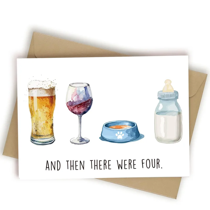 And Then There Were Four Card: New Baby Humor